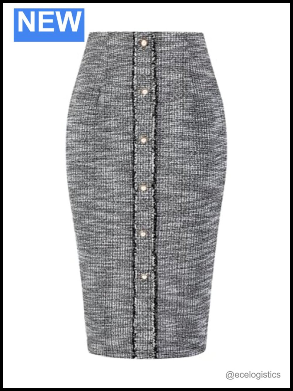 Women's Tweed Plaid Pencil Skirt High Waist Knee Length Office Work